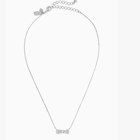 NWT Kate Spade Ready Set Bow Pave mini pendant silver necklace. - Picture 10 of 10